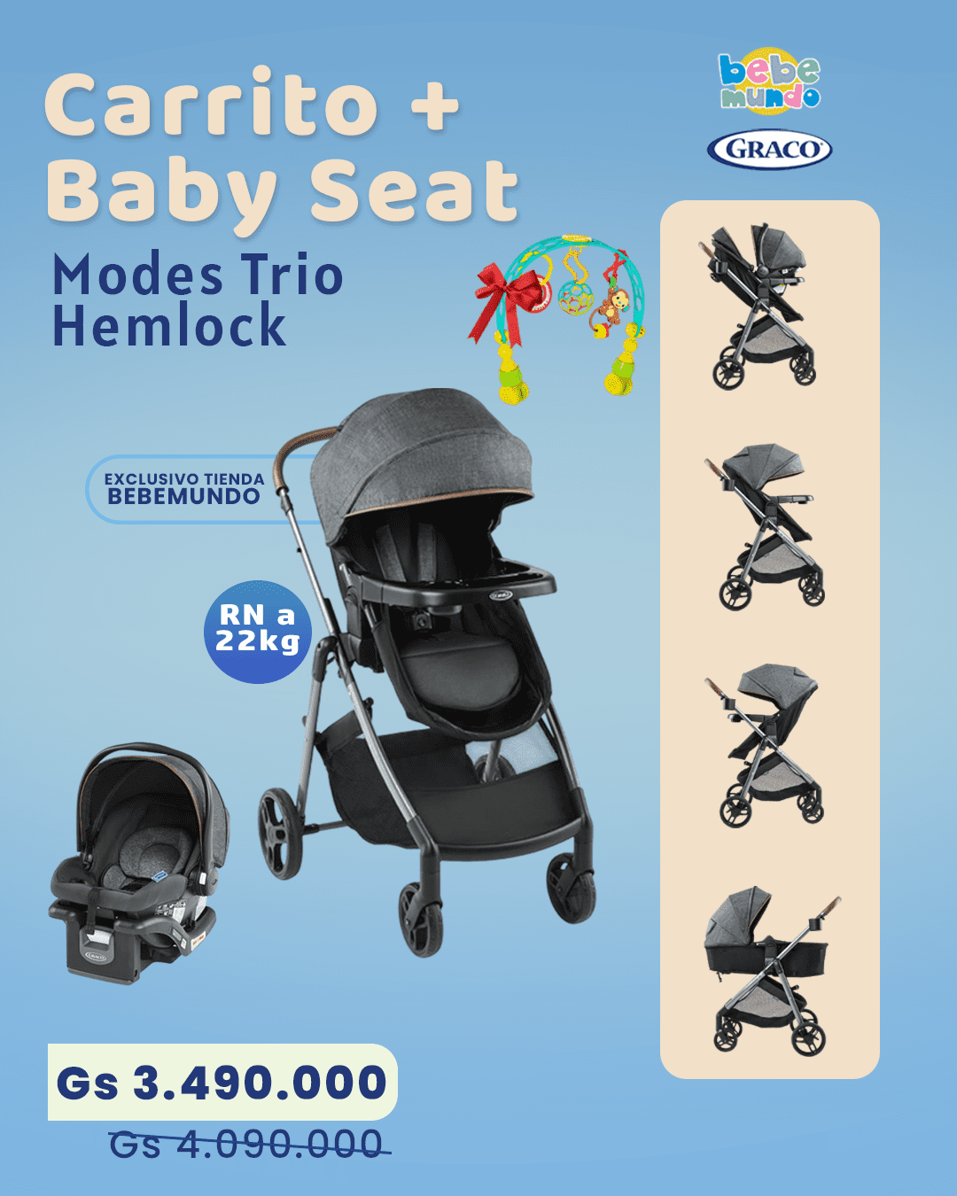 Carrito + baby seat modes trio hemlock