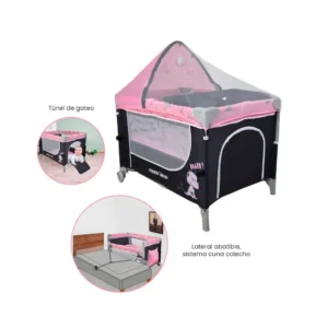Cuna Corralito Mami Love Colecho Madison Rosa con Mosquitero y Cambiador - 29974